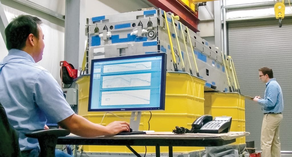 Team Corporation Application Engineers run vibration tests on a Dual Cube MDOF system